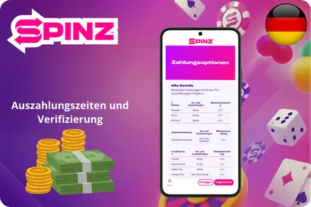  Spinz Casino Auszahlungszeiten und Verifizierung mit Zahlungsoptionen in EUR