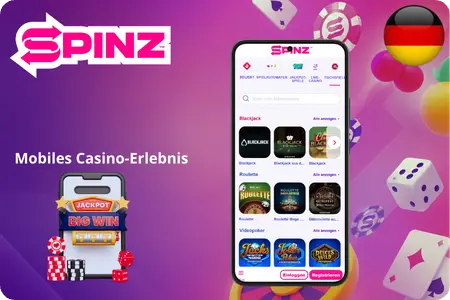 Mobiles Spinz Casino auf dem Smartphone