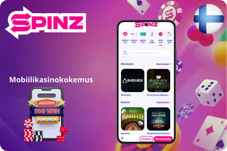 Spinz Casino mobiilikasino sekä blackjack ja ruletti älypuhelimella