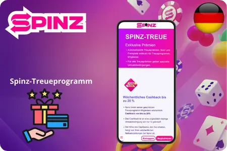 Treueprogramm mit wöchentlichem Cashback von bis zu 20% für deutsche Spieler Spinz Casino