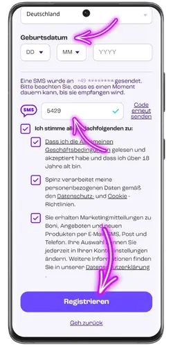 Telefonnummer bestätigen Spinz Casino